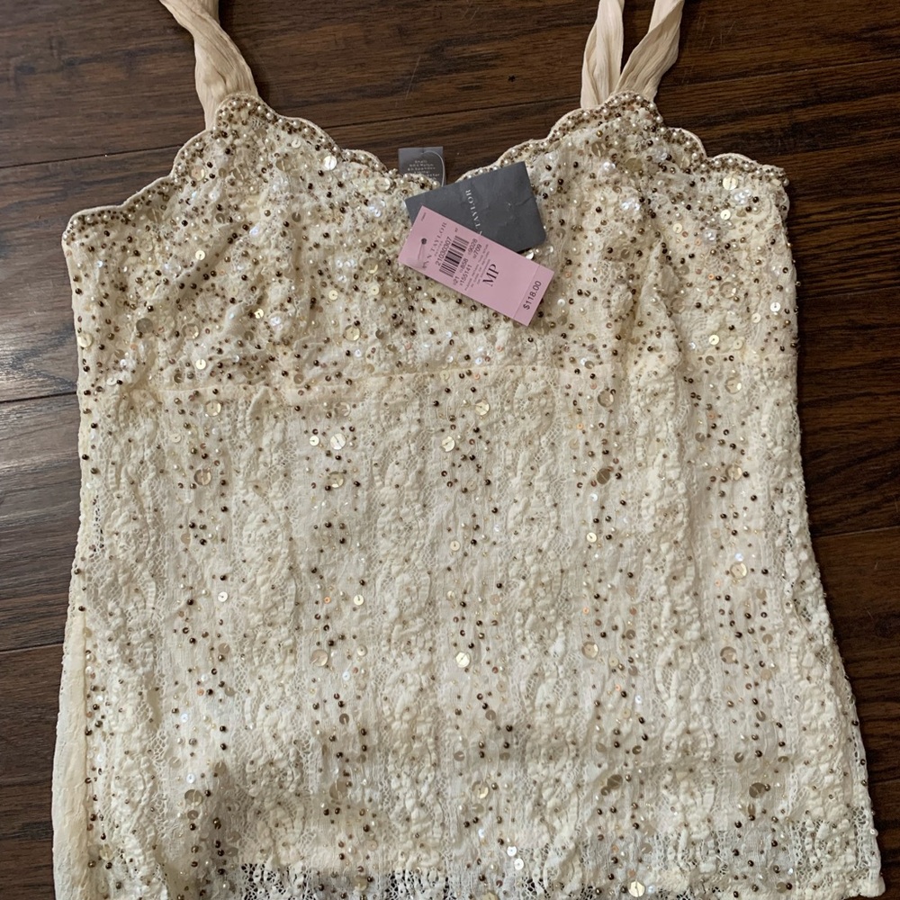 Anne Klein Sequin Lace Camisole in Cream
